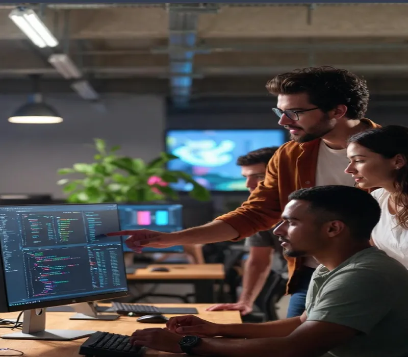 Equipe de tecnologia trabalhando em integrações de registro de contratos