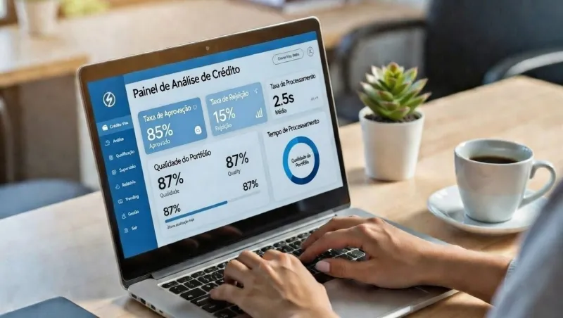 Painel de análise de crédito BIBlue com dashboard de indicadores financeiros para cooperativas