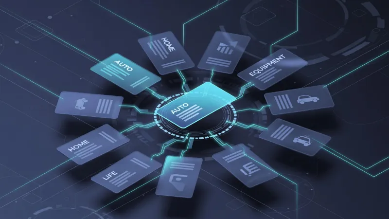 Hub multicálculo com cards de tipos de seguros: auto, residencial, vida e equipamentos