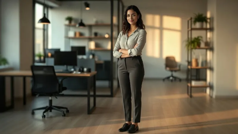 Profissional de seguros em escritório moderno representando confiança e expertise